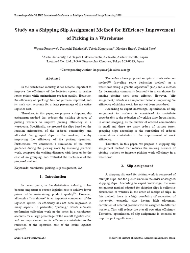 Study On A Shipping Slip Assignment Method For Efficiency Improvement ...
