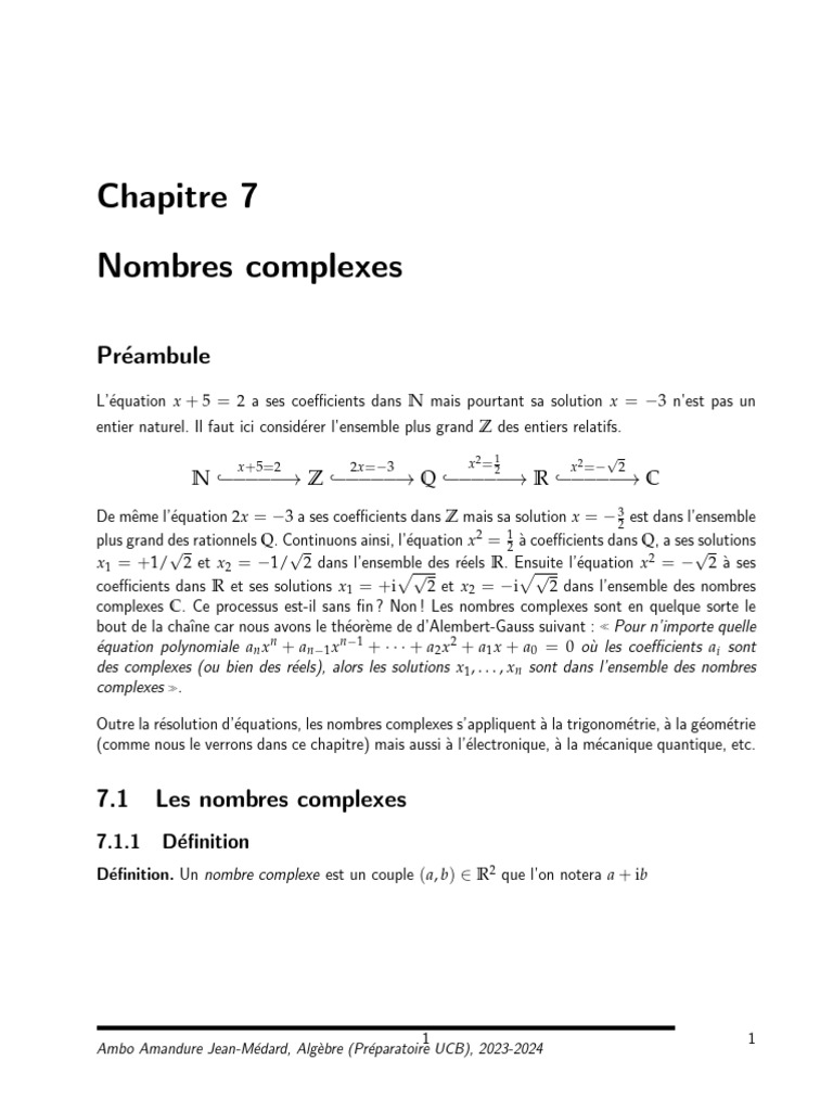 Introduction aux Nombres Complexes | PDF | Matrice (Mathématiques ...