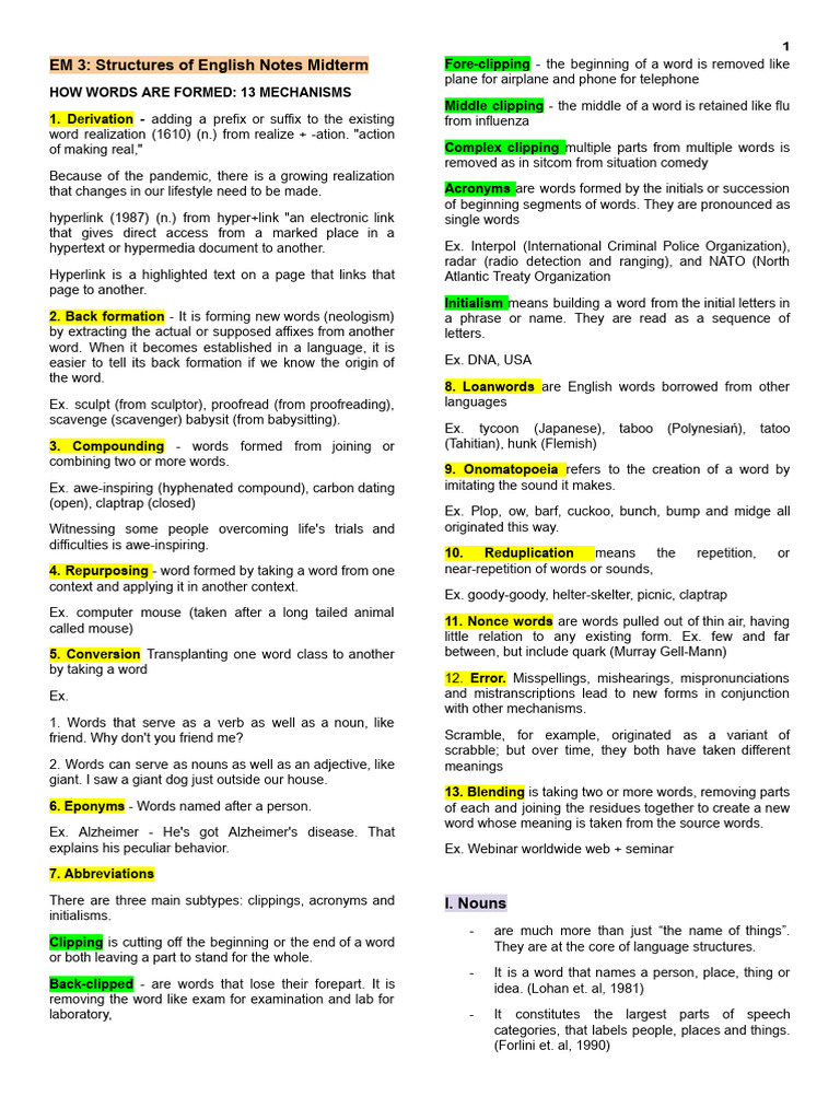 EM-3-Structures-of-English-Official-Notes | PDF | Verb | Grammatical Number