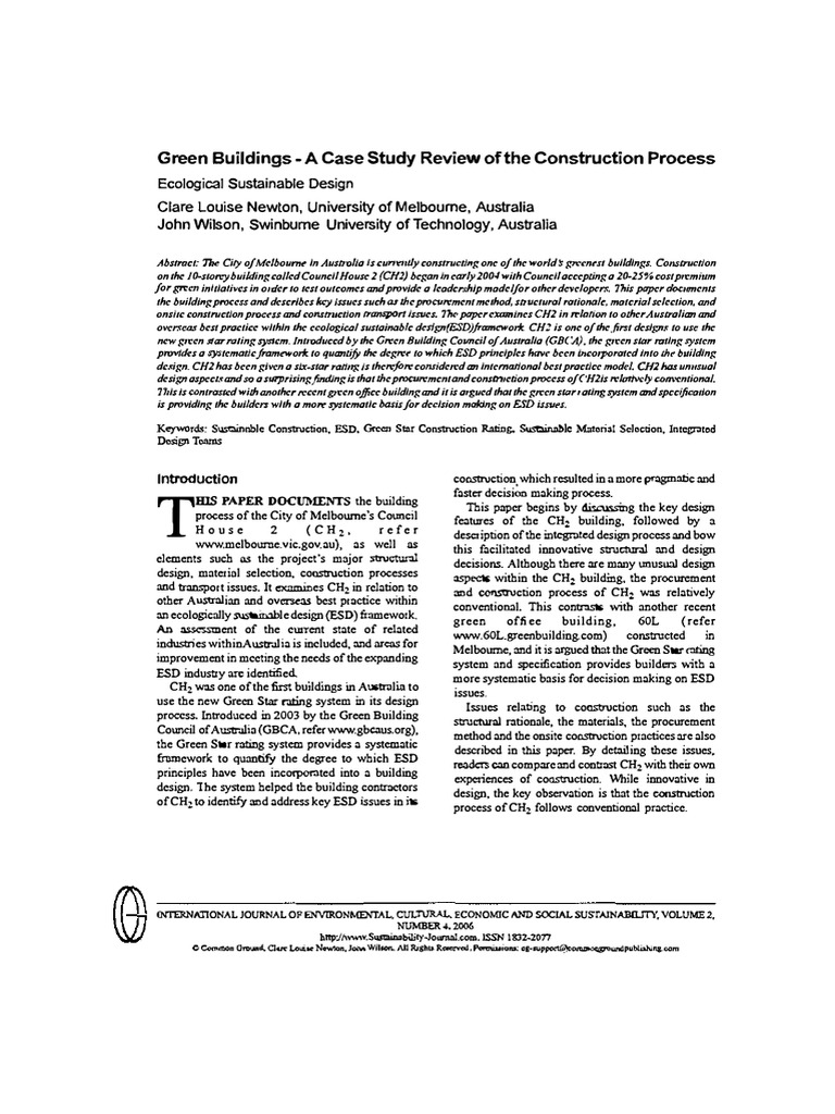 Green Building Case Study: CH2 Construction | PDF | Concrete | Cogeneration