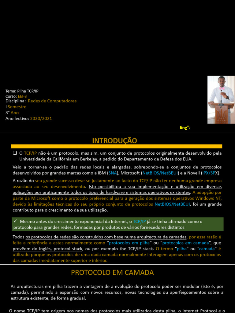 Estrutura da Pilha TCP/IP em Redes | PDF | Suíte de protocolo de ...