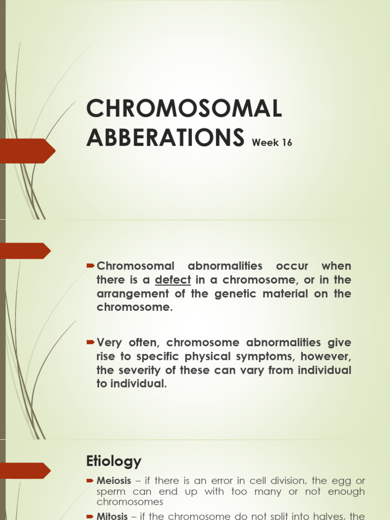 CYTO311 - Week 16 CHROMOSOMAL ABBERATIONS | PDF | Down Syndrome ...