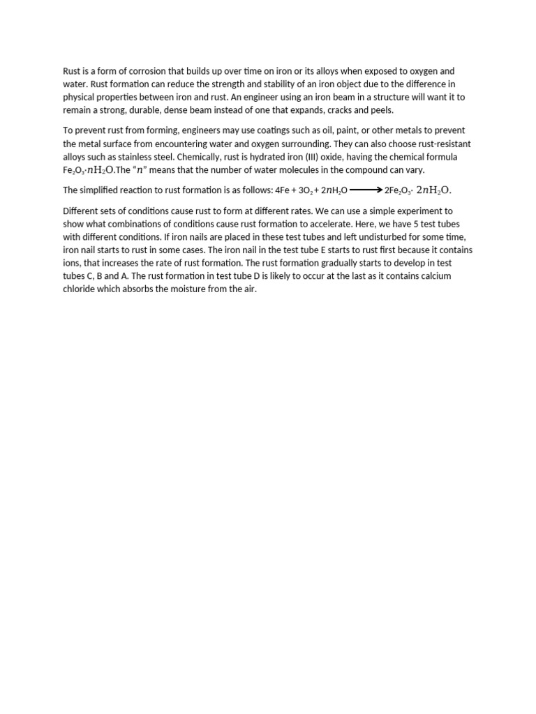 Rust is a form of corrosion that builds up over time on iron or its ...