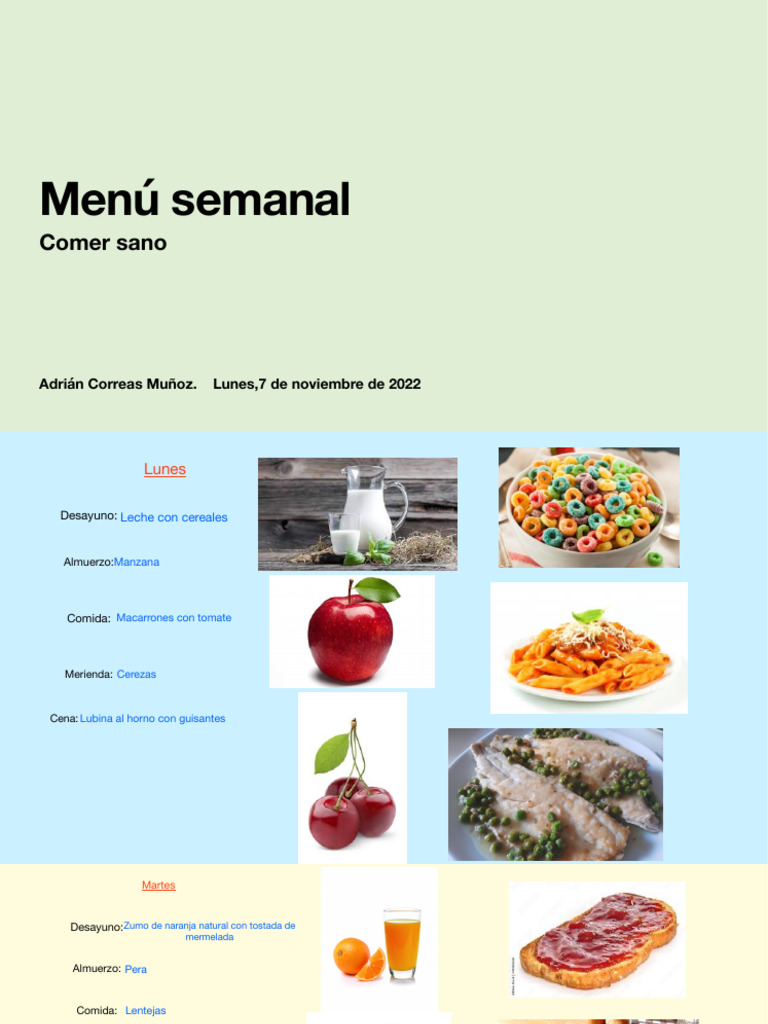 Menú Semanal Saludable y Variado | PDF