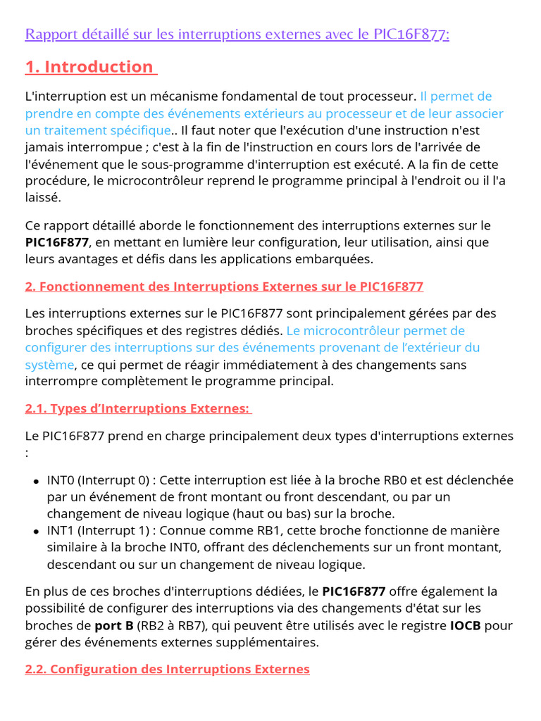 Interruptions externes sur PIC16F877 | PDF | Microcontrôleur ...