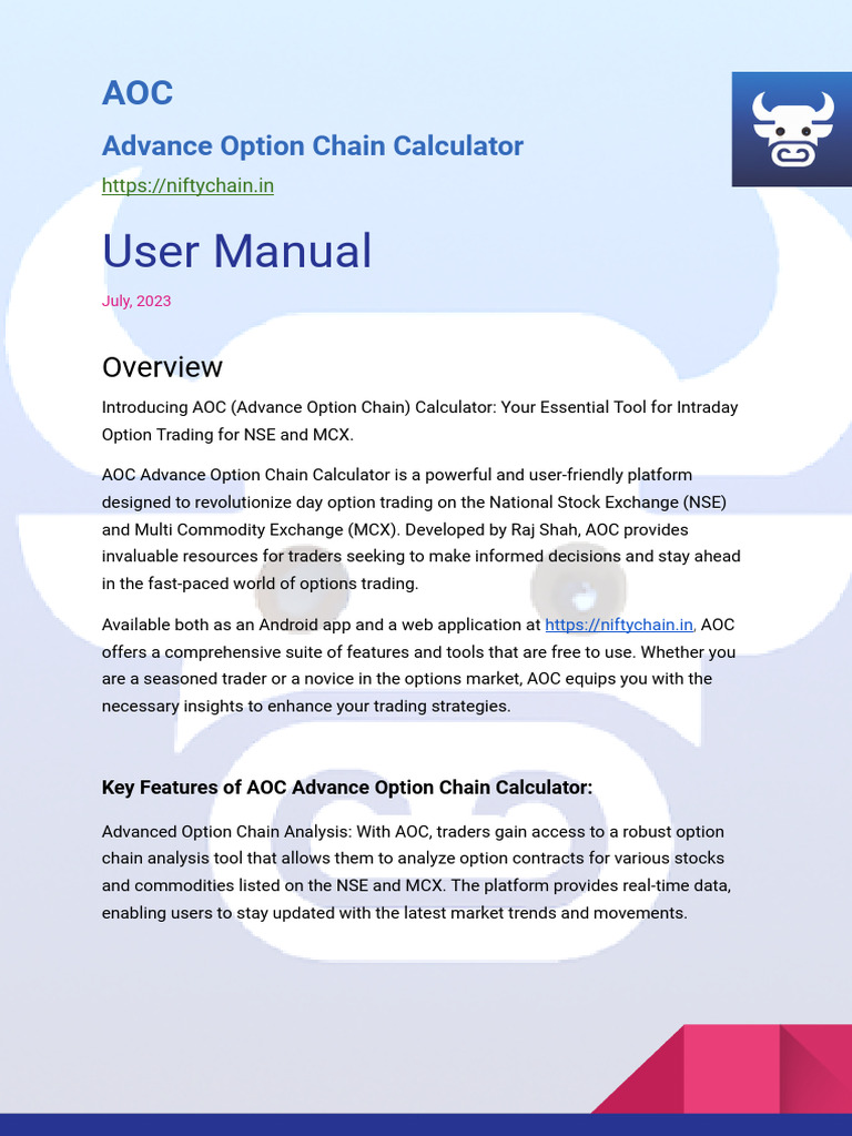 AOC: Advanced Option Chain Tool Guide | PDF | Option (Finance) | Mobile App