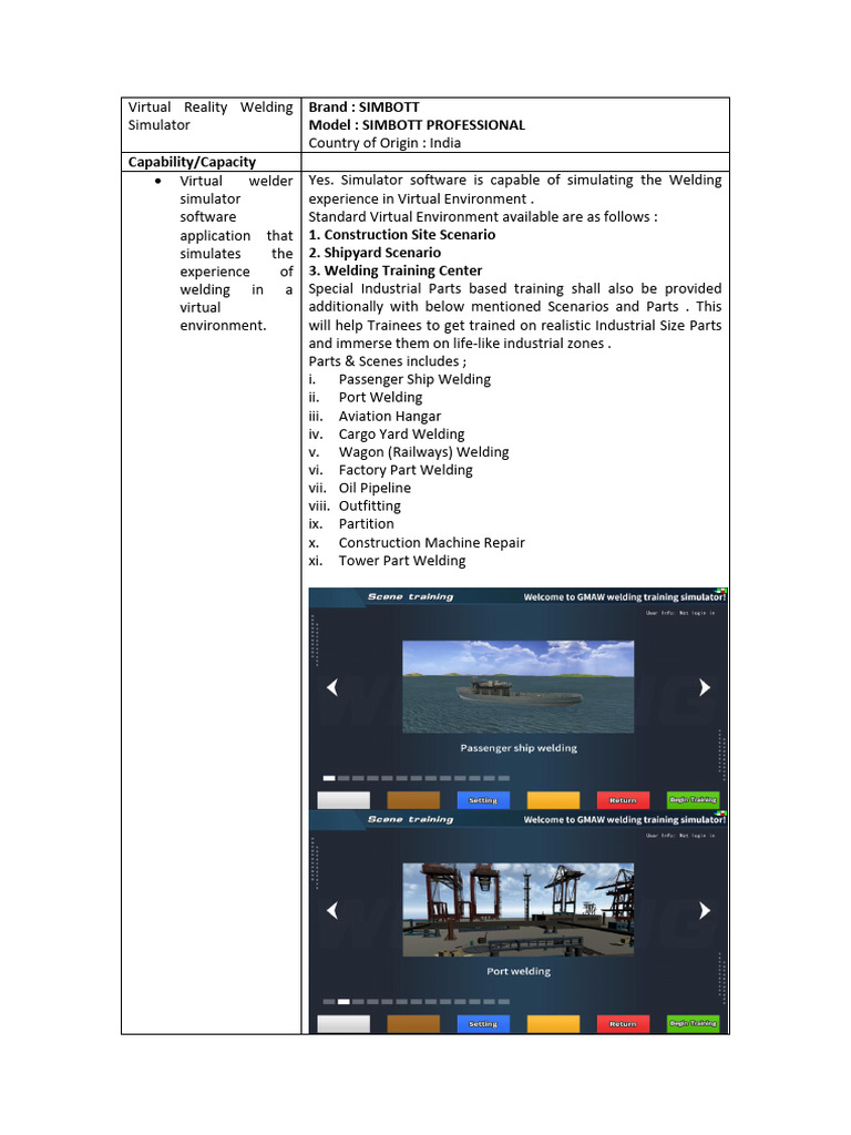 SIMBOTT Virtual Welding Simulator | PDF | Welding | Construction