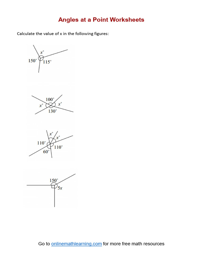 Angles at a Point Worksheets | PDF
