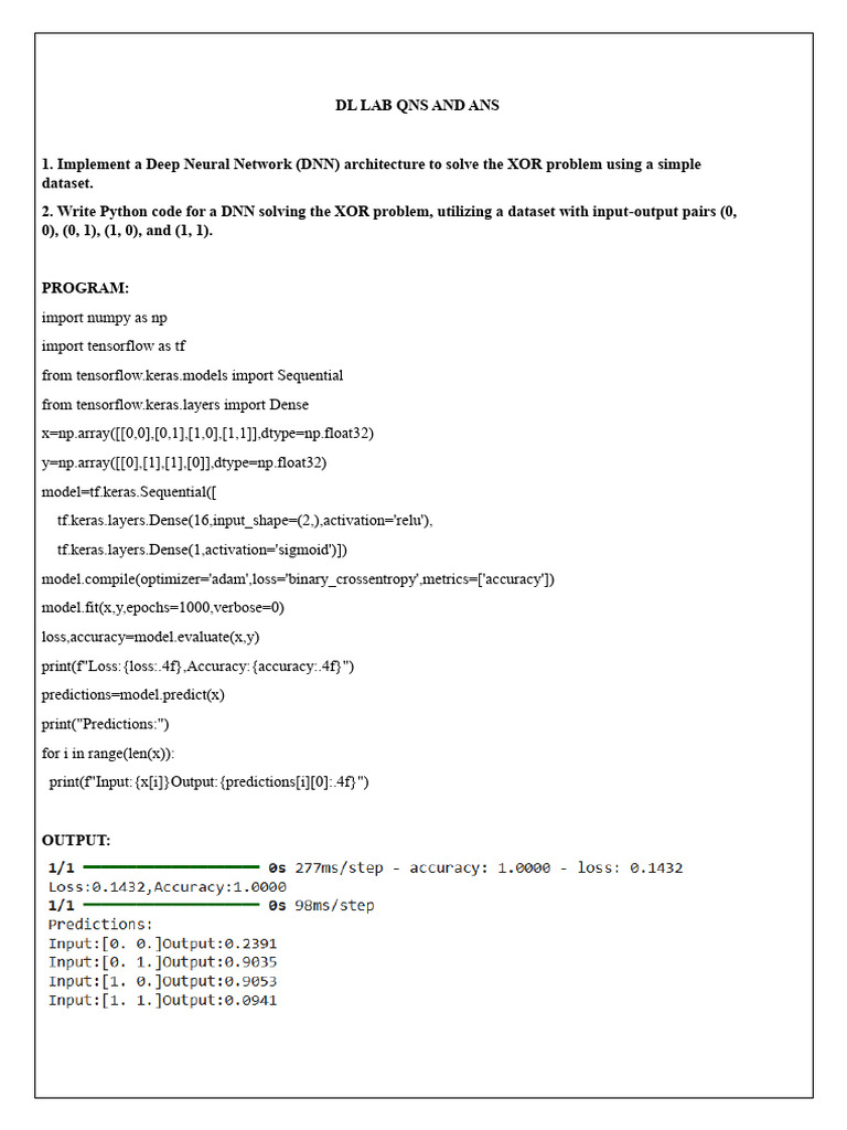 Dl lab answers batch 2 | PDF | Deep Learning | Part Of Speech