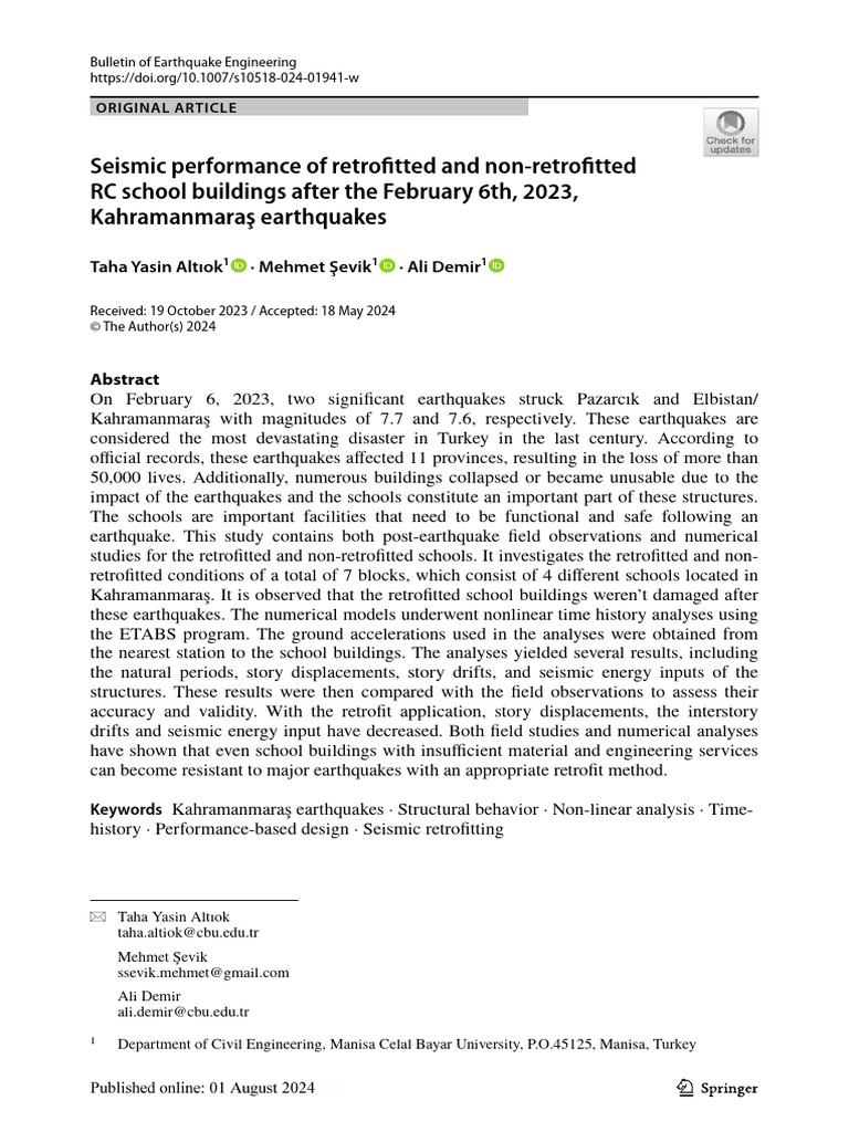 Seismic Performance of Retrofitted Schools | PDF | Earthquake ...
