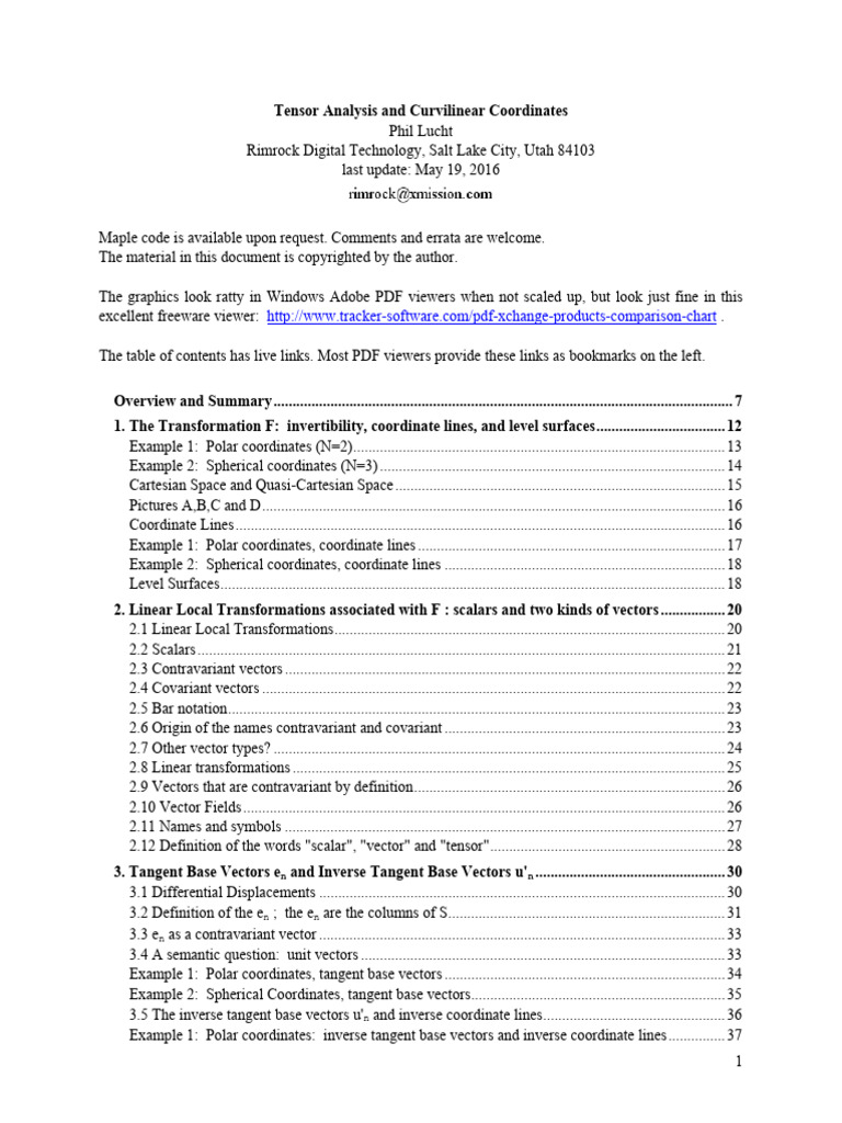 Tensor Analysis and Curvilinear Coordinates | PDF | Tensor | Vector Space