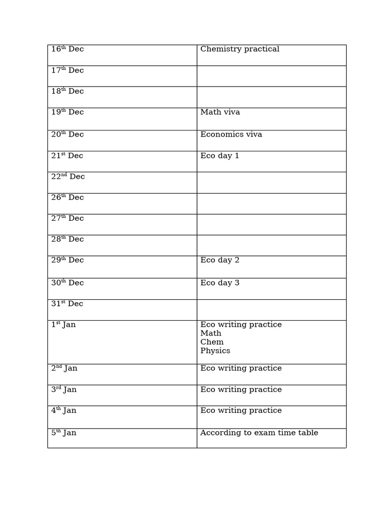 My schedule pdf