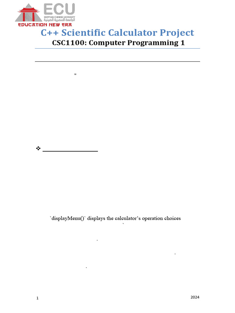 C++project (1) | PDF | Calculator | Programming