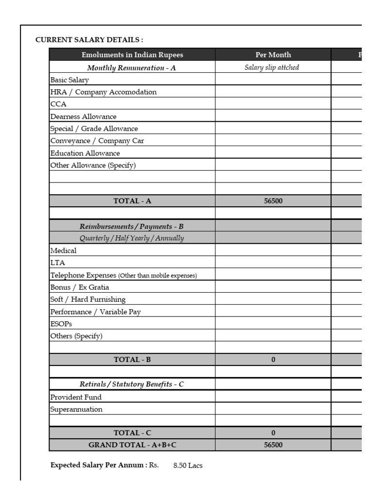 Salary Breakdown and Employment Declaration | PDF | Salary | Background ...