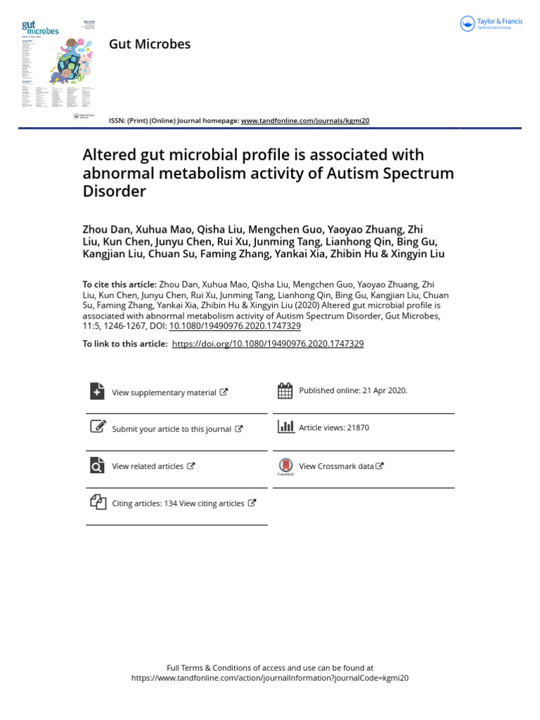 Gut Microbiota and Metabolism in ASD | PDF | Microbiota | Autism Spectrum