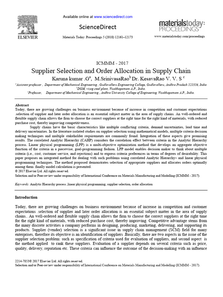 kumar2018 | PDF | Supply Chain | Mathematical Optimization