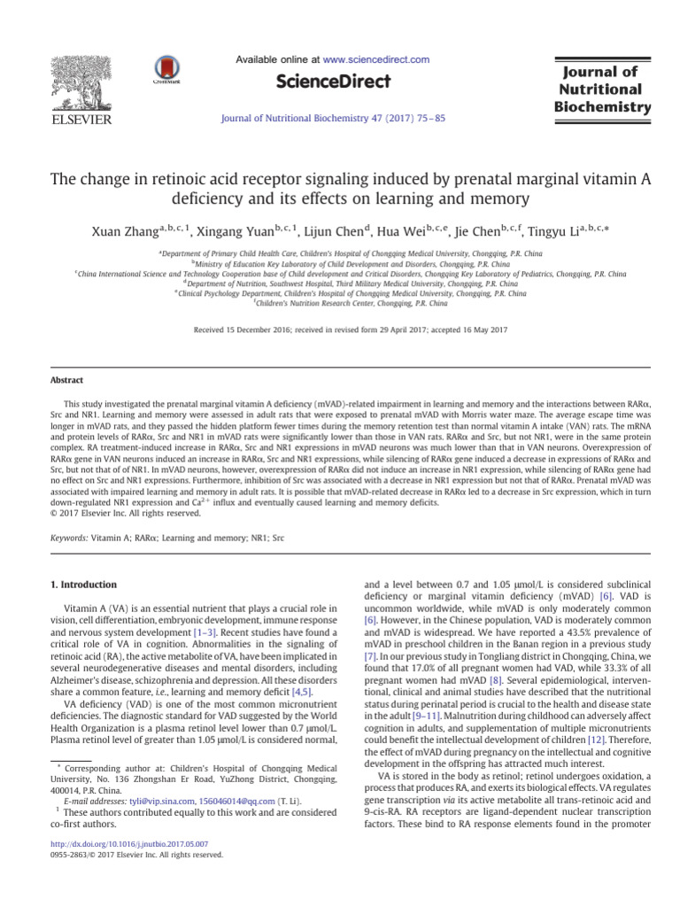 The Change in Retinoic Acid Receptor Signaling Induced - 2017 - The ...
