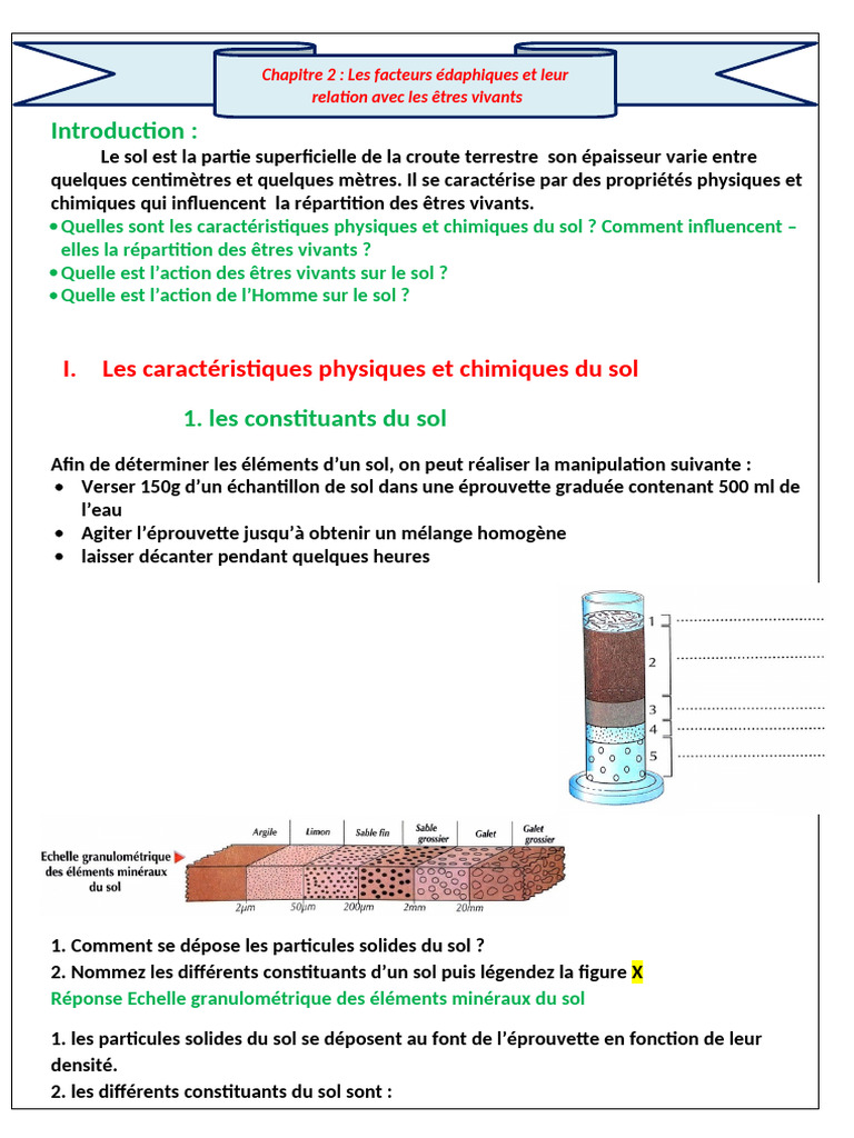 Facteurs édaphiques et vie des sols | PDF | Sol (pédologie) | Ph