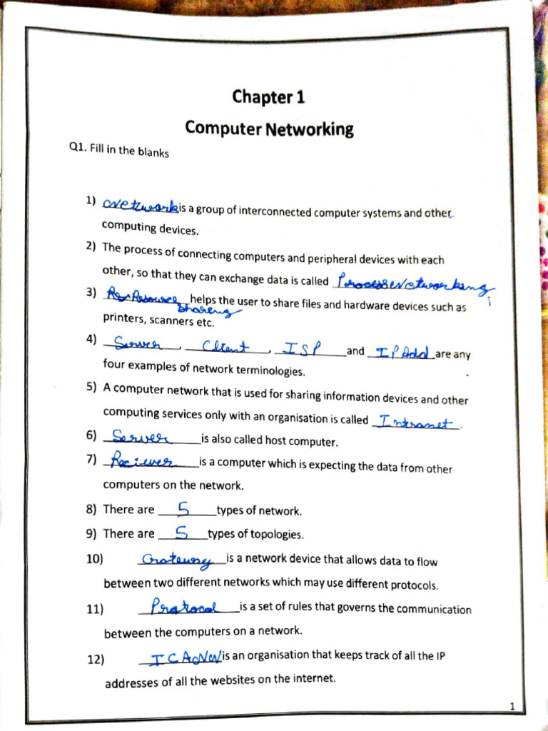 Ch-1 Computer Networking Book Excercise and Assignment | PDF | Computer ...