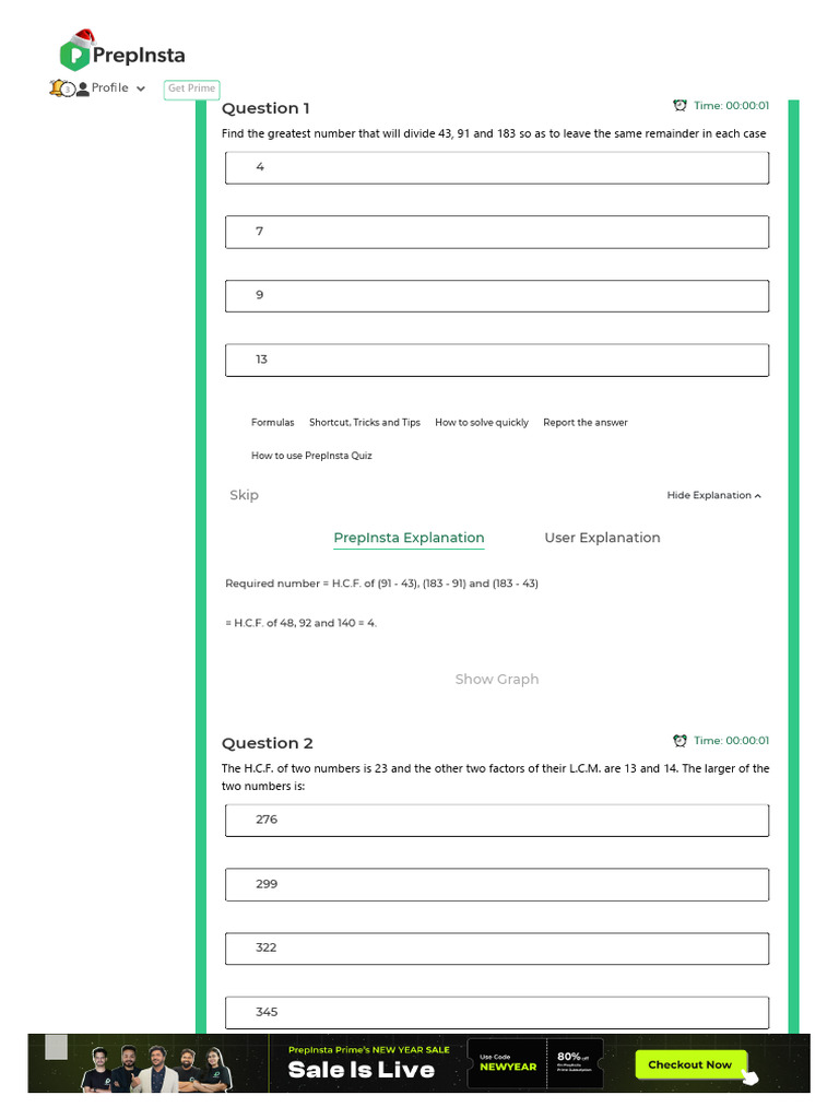 Tcs number system and hcf and lcm quiz 4 prep insta pdf computing