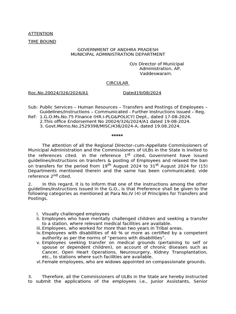 Circular On General Transfers, Dated 19082024 - 240819 - 204119 | PDF ...