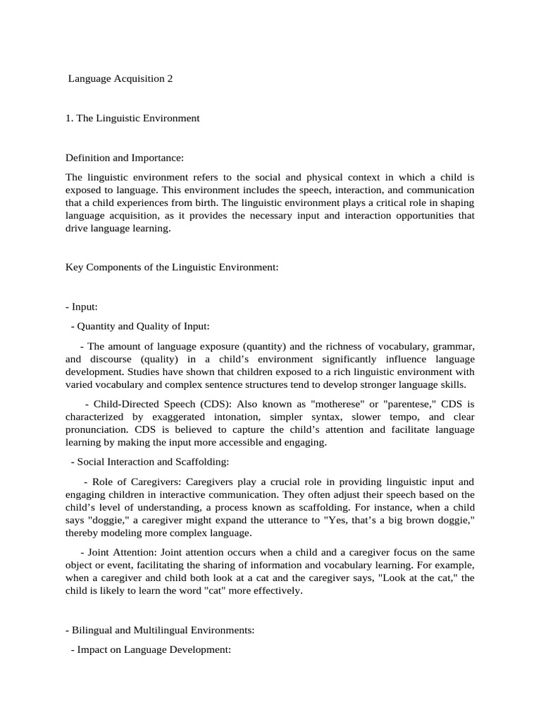 Language Acquisition II | PDF | Language Acquisition | Language Development