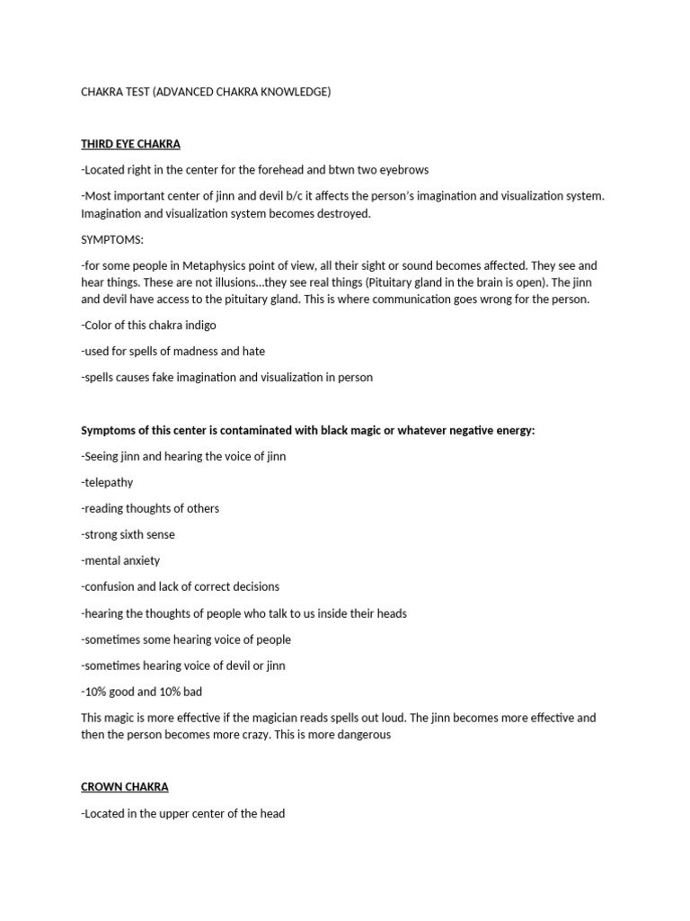 Chakra Test (Crown and Third Eye) | PDF