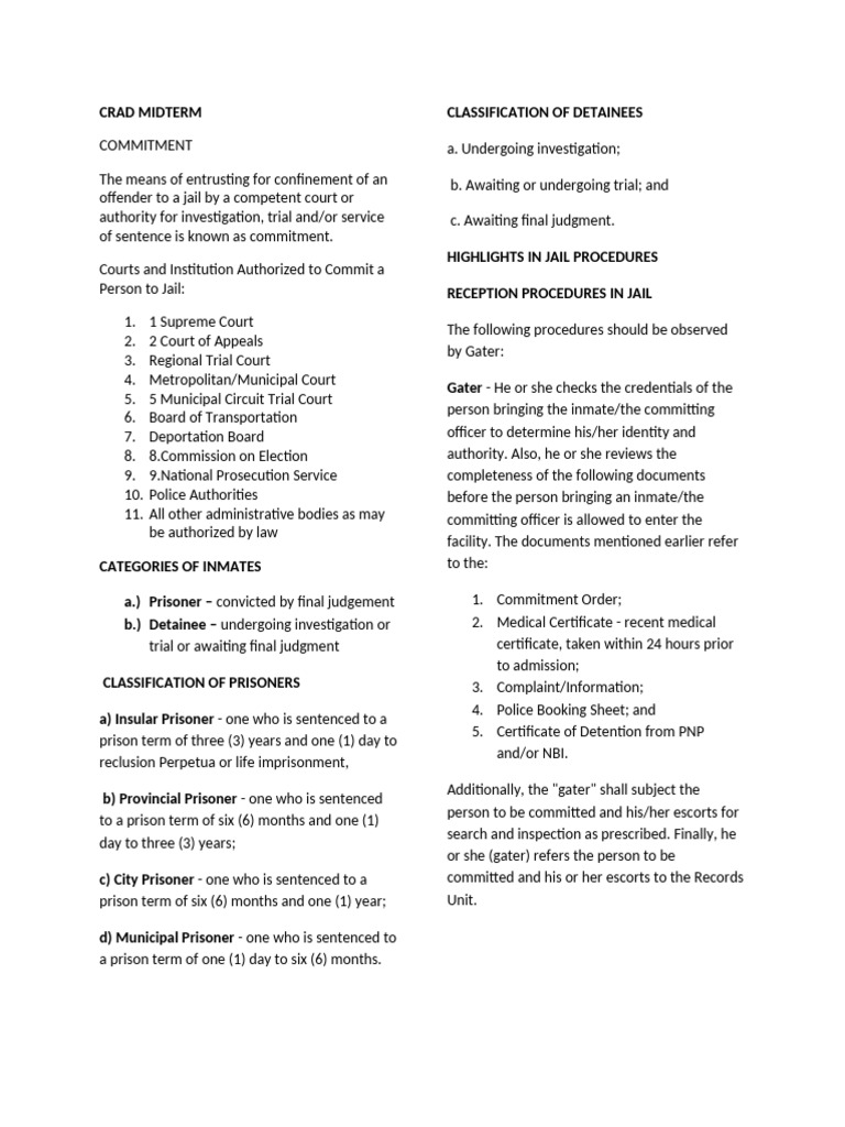 Provincial Prisoner Commitment Process | PDF | Prison | Prisoner