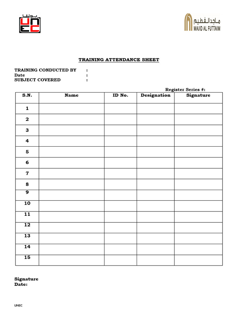 08 - City Center Mall-TRAINING ATTENDANCE FORM | PDF