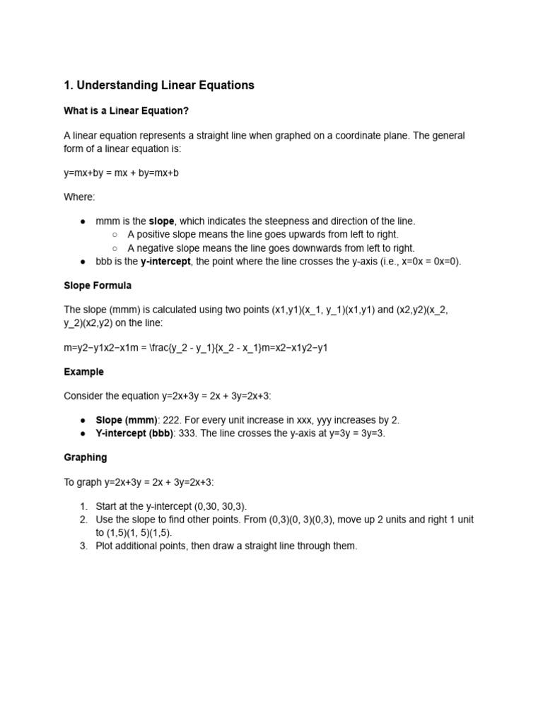 Understanding Linear Equations | PDF