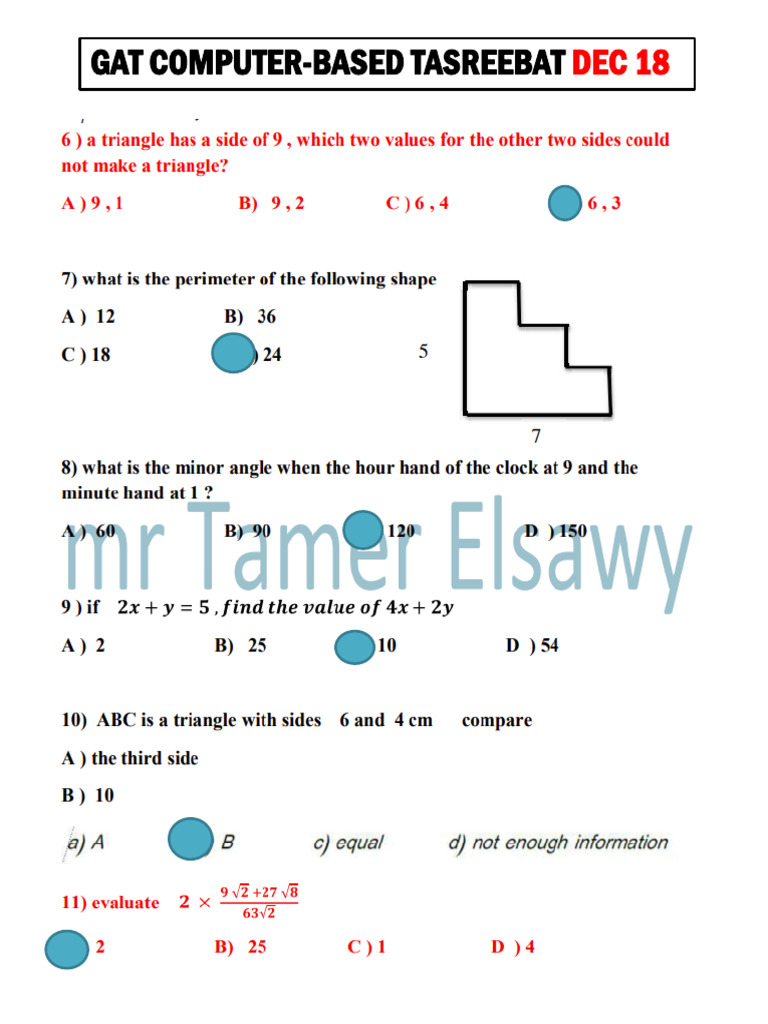 Gat Computer Based-Tasreebat From Dec 18 To Dec 23 | PDF