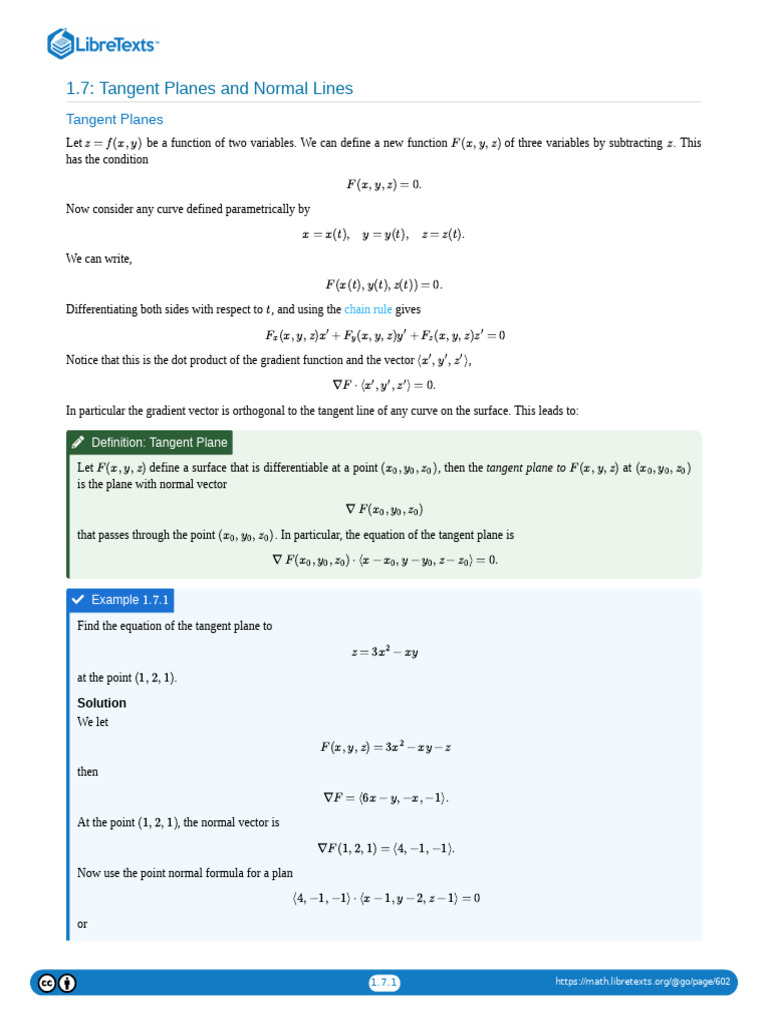 Tangent Planes and Normal Lines Defined | PDF | Euclidean Geometry ...