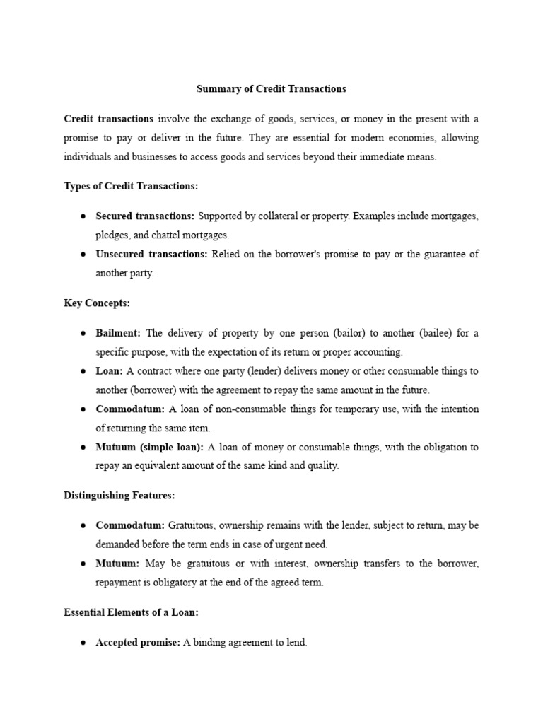 Credit Trans. | PDF | Interest | Loans