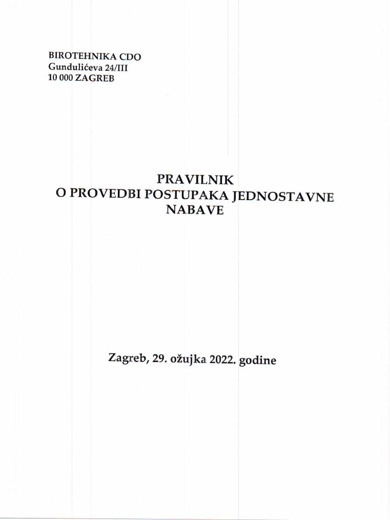 333pravilnik o Provedbi Postupka Jejednostavne Nabave | PDF