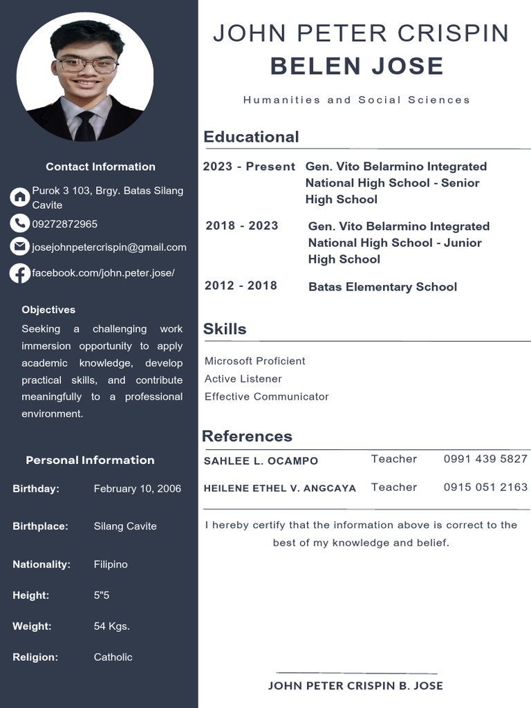 John Peter Crispin B. Jose Resume | PDF