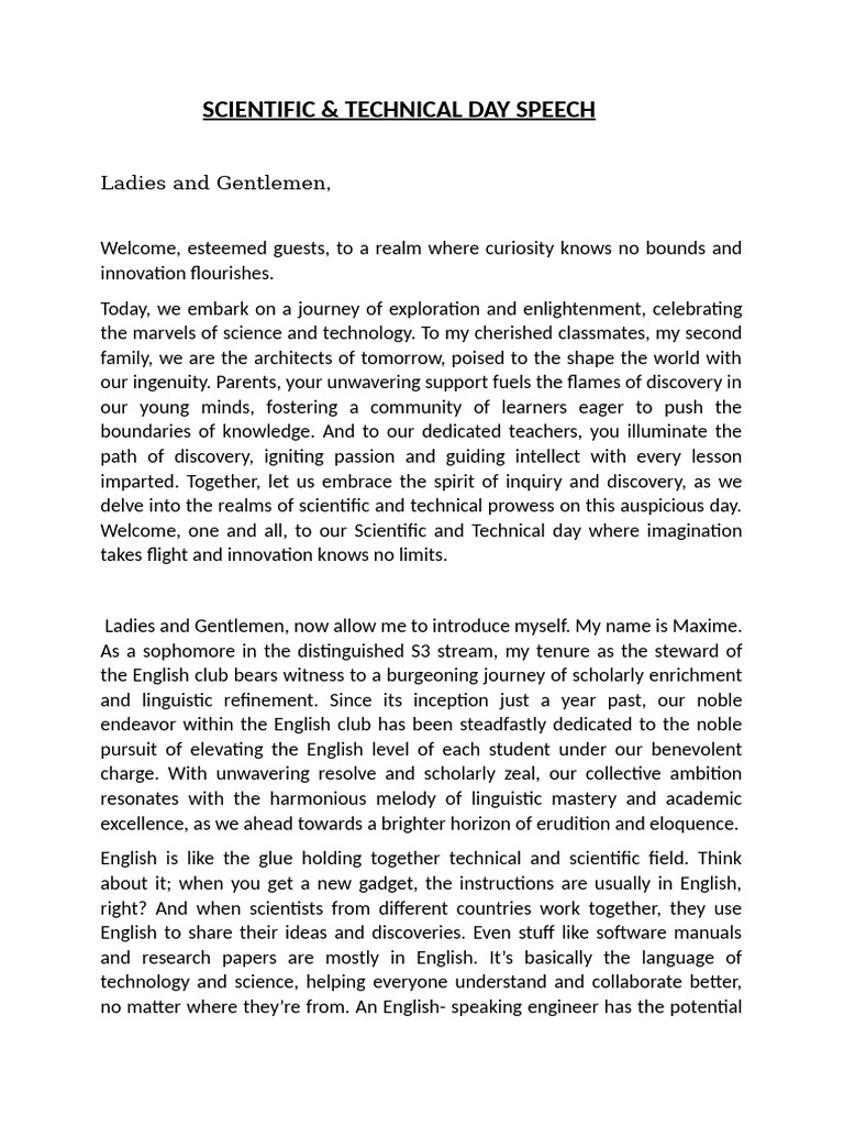 Scientific and Technical Day Speech | PDF | Cognition