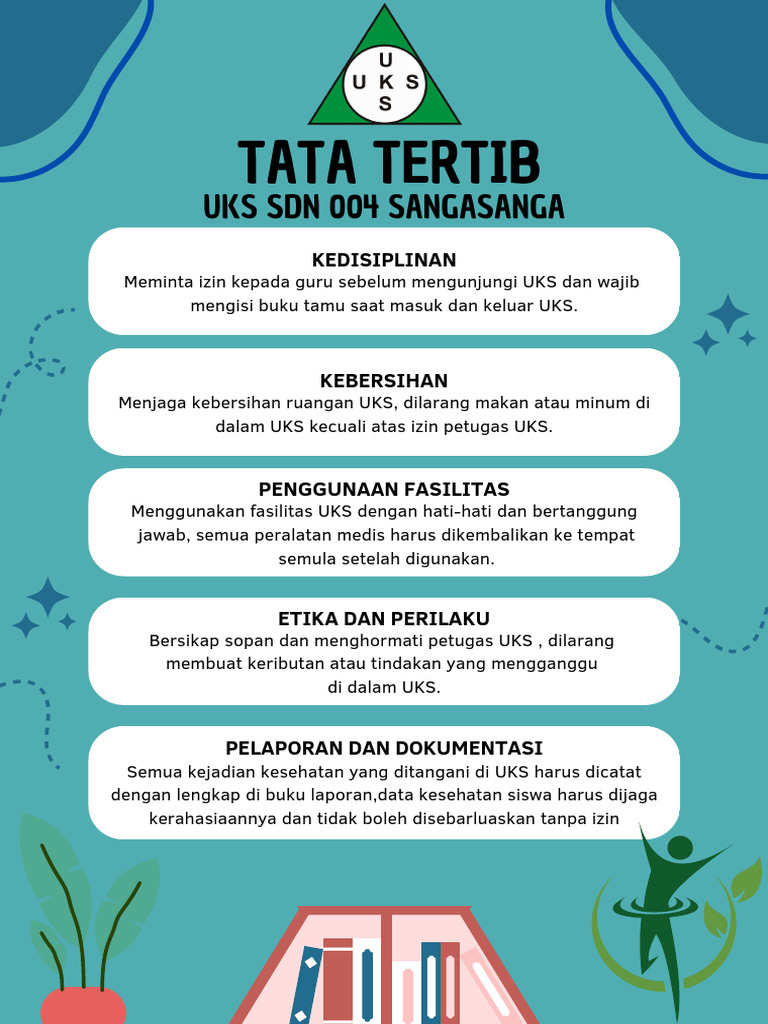 Poster Tata Tertib UKS Sekolah Merah Ilustratif | PDF