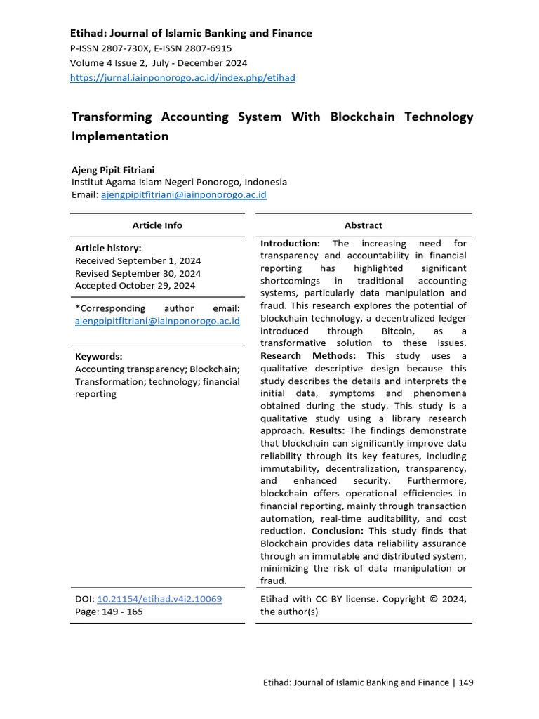 2024 - Transforming Accounting System With Blockchain Technology ...