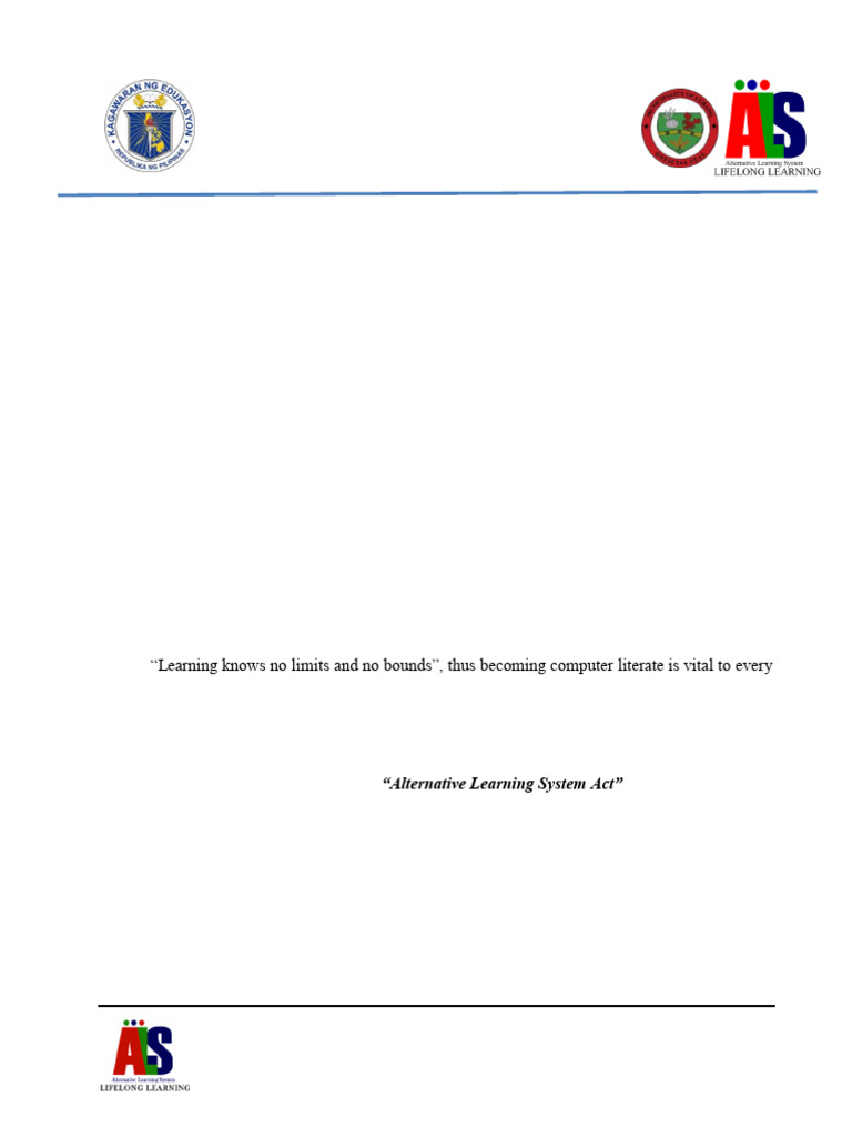 Lubang Alternative Learning System Plan | PDF | Learning