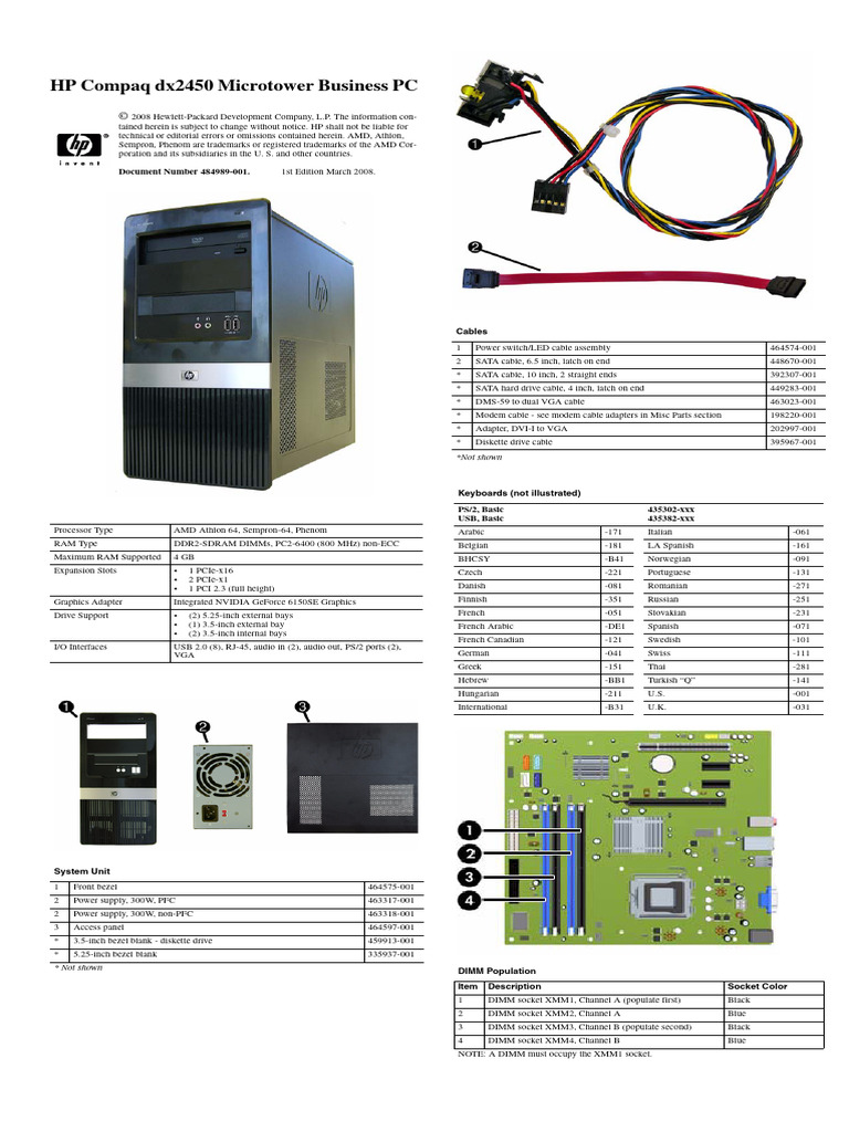 Illustrated Parts & Service Map: HP Compaq dx2450 Microtower Business ...