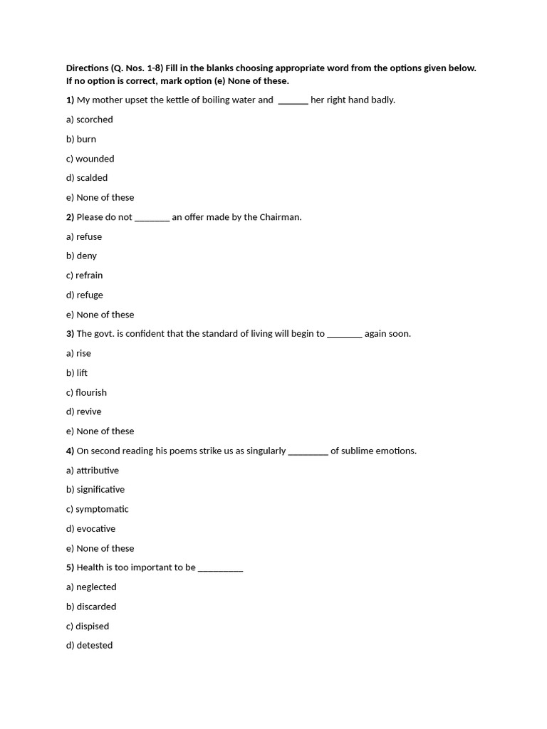 Fill in The Blanks 2 Tancet MAT Bank Class | PDF