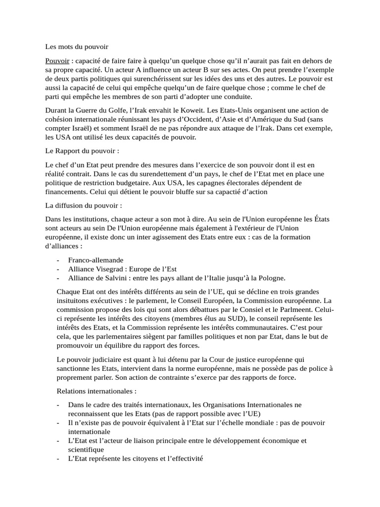 Les Mots Du Pouvoir PDF tat Union Europ enne