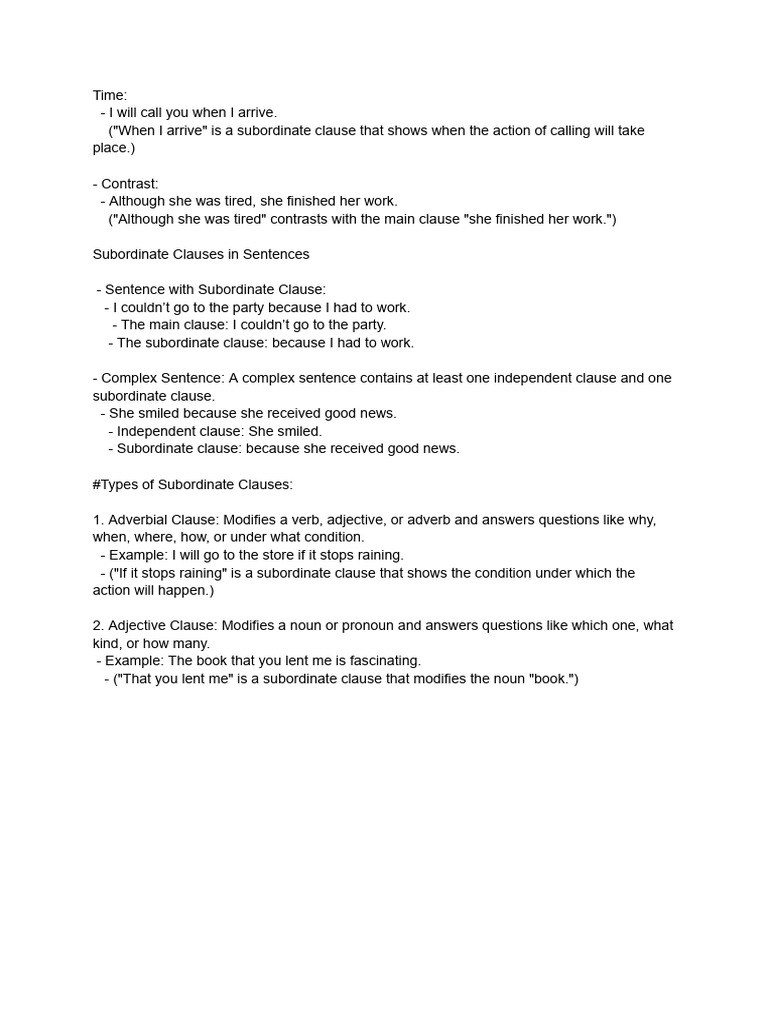 Understanding Subordinate Clauses | PDF
