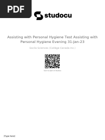 c t MODULE 4 Assisting With Personal Hygiene Test Assisting With Personal Hygiene Evening 31 Jan