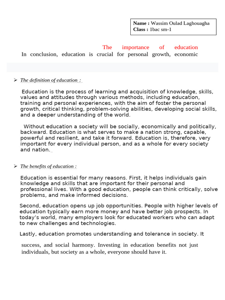 The Importance of Education | PDF