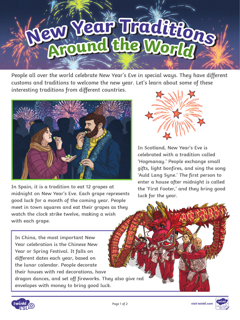 T 1698683197 New Year Traditions Around The World Teens b1 Ver 1 | PDF ...