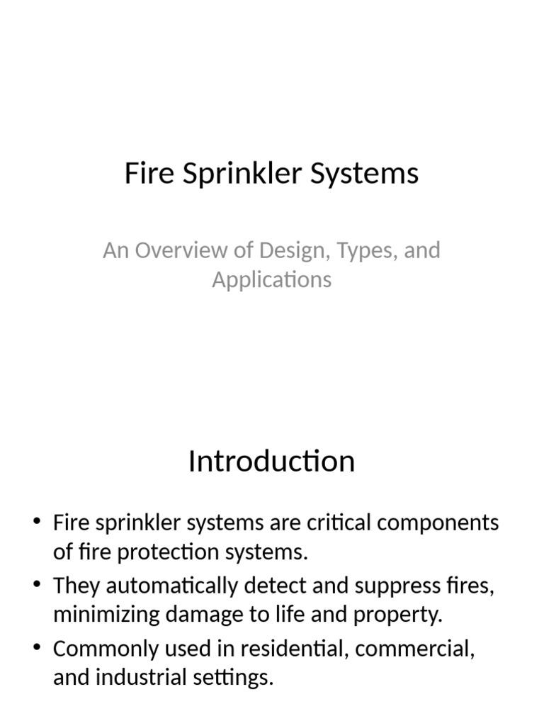 Overview of Fire Sprinkler Systems | PDF