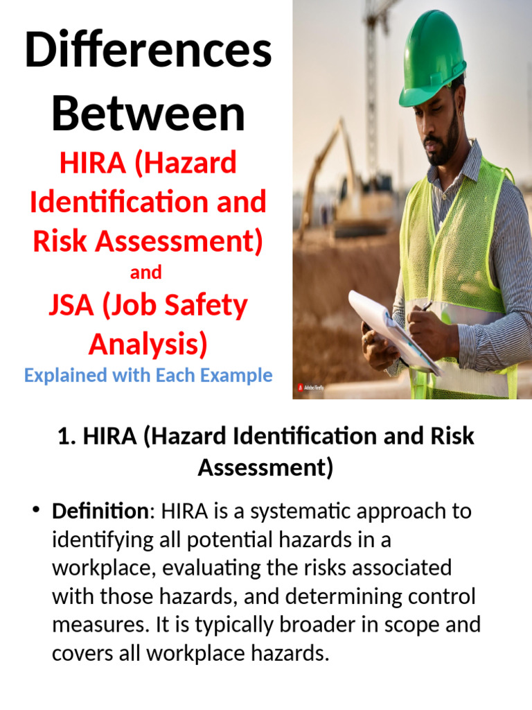 HIRA vs JSA: Key Differences Explained | PDF | Risk | Occupational ...