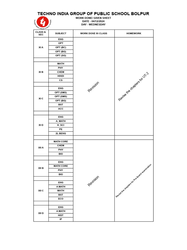 Homework Sheet - Senior Secondary - Sheet1 | PDF