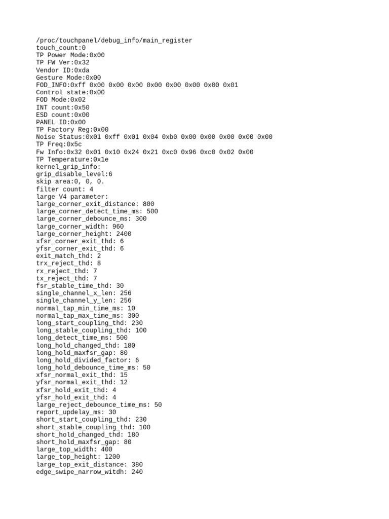 Touchpanel Debug Info Overview | PDF
